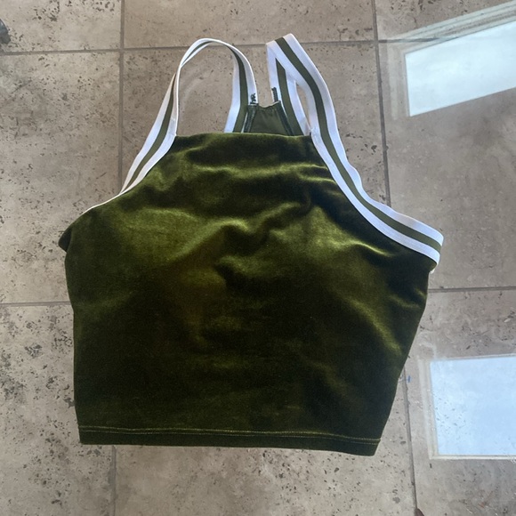 BuffBunny  Disco short olive green velvet top - Picture 2 of 8
